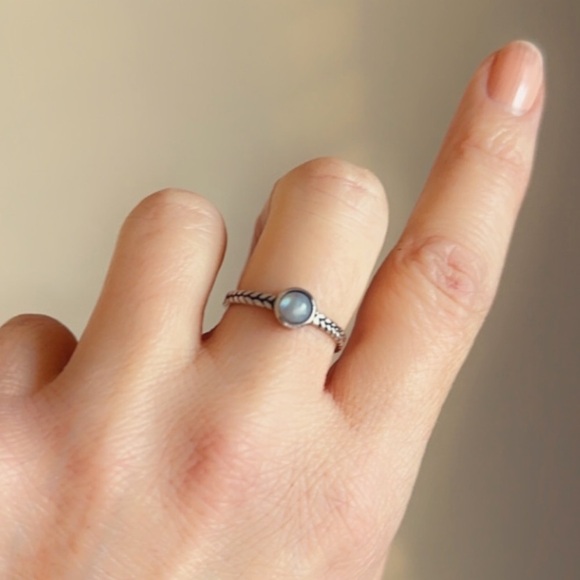 Sterling Silver Dainty Labradorite Ring - Picture 6 of 11